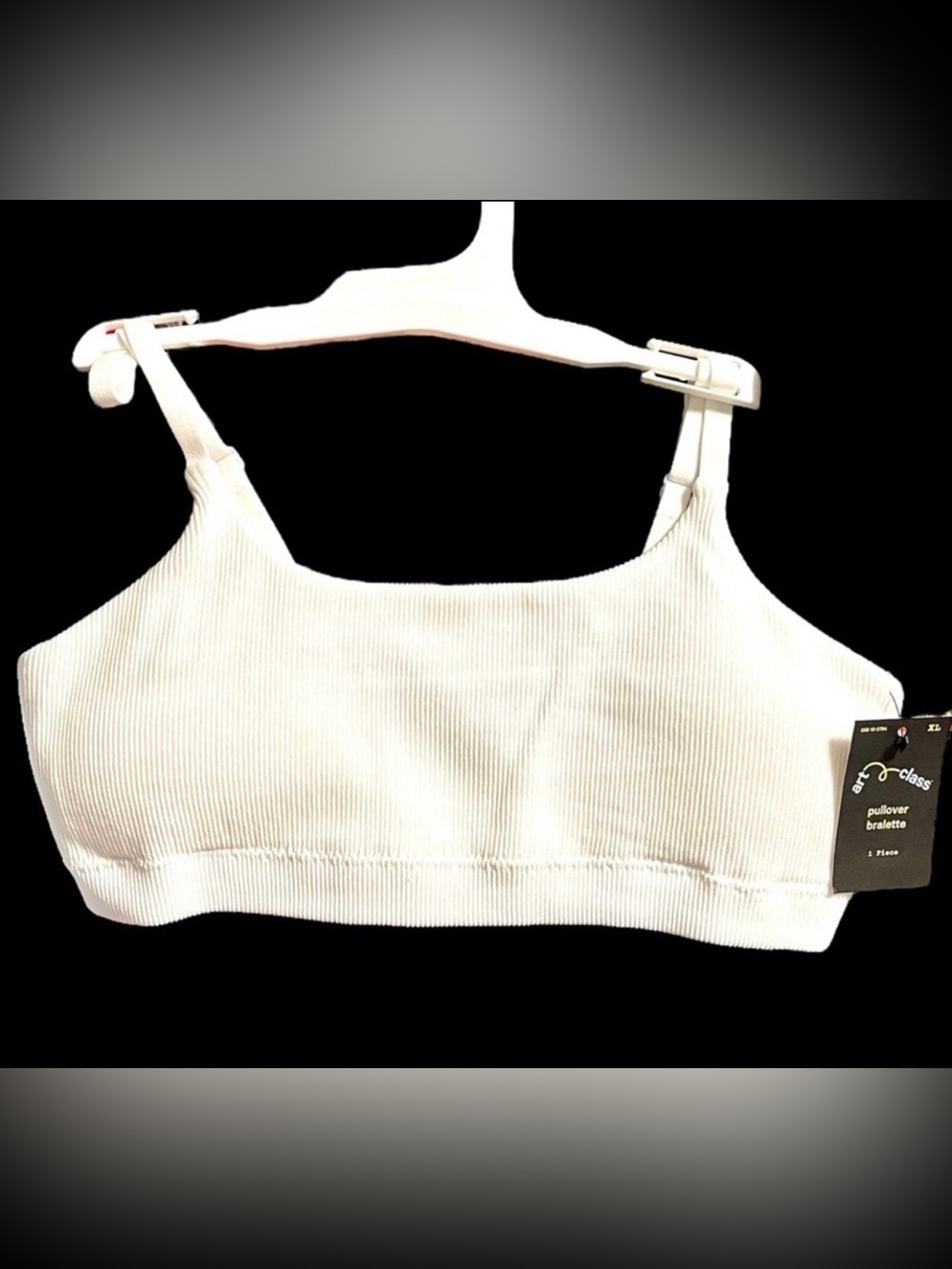 White Ribbed Art Class Pullover Bralette Girls XL